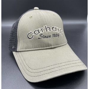 Carhartt 1889 Snapback Trucker Hat Tan Black Baseball Cap Mesh Adjustable